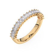 Demi-alliance 17 diamants Émeraudes 1.30 carat or jaune 14 carats Flavia